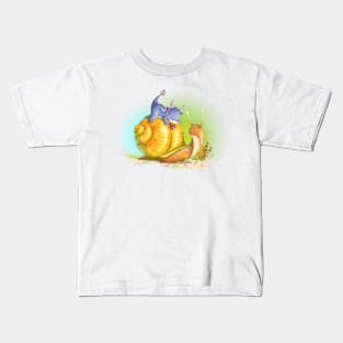 Dragon on a snail Kids T-Shirt